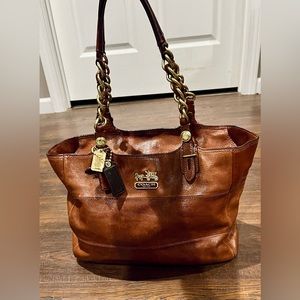Cognac brown soft leather Coach purse